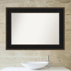 Amanti Art Mezzanine Espresso Brown Wood Bathroom Wall Mirror, 44" x 32" -Amanti Art Shop GUEST d2639e1b 4401 4053 b66c 3df83b8b32bb