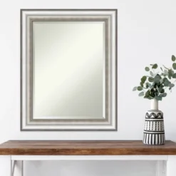 Amanti Art Salon Silver Framed Wall Mirror - 23" x 29" Beveled Glass -Amanti Art Shop GUEST d2c3a006 d897 4c19 b77e ac0d35b3feea
