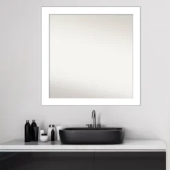 Amanti Art Wedge White 30" x 30" Non-Beveled Bathroom Wall Mirror 16 Amanti Art Wedge White 30" x 30" Non-Beveled Bathroom Wall Mirror -Amanti Art Shop GUEST d316e4f0 5231 40d5 8798 72cbad7f3b7d