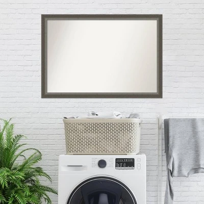 Amanti Art 39" x 27" Domus Wood Bathroom Wall Mirror - Dark Silver 10 Amanti Art 39" x 27" Domus Wood Bathroom Wall Mirror - Dark Silver - Image 8