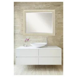 Amanti Art Country White Wash Framed Beveled Wall Mirror - 32" x 26" -Amanti Art Shop GUEST d44cbf87 c289 43cf b213 7d6f3e41e74b