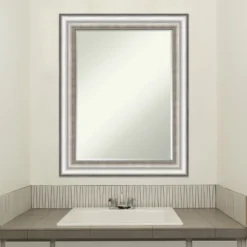 Amanti Art Salon Silver Petite Bevel Bathroom Wall Mirror, 29.25 x 23.25 -Amanti Art Shop GUEST d4aab961 0c12 452f 97e6 5bc067cfeda8