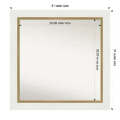 Amanti Art Eva White Gold Framed Bathroom Wall Mirror, 31" x 31" -Amanti Art Shop GUEST d5579e94 5513 4afc ab8e 198a2e0984ab