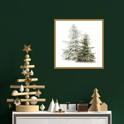 Amanti Art 16x16 Vintage Wooded Holiday Trees In Snow Framed Canvas by Katie Pertiet 5 Amanti Art 16x16 Vintage Wooded Holiday Trees In Snow Framed Canvas by Katie Pertiet - Image 3