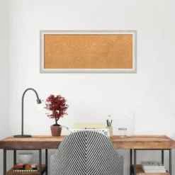 Amanti Art Two Tone Silver Framed Natural Cork Board - 32" x 14" -Amanti Art Shop GUEST d7729349 a0c3 4b72 b43f d2b2ccb50ed4