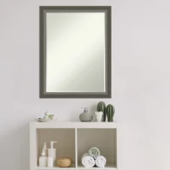 Amanti Art Domus Dark Silver Petite Bevel Wood Bathroom Wall Mirror 27 X 21 In. -Amanti Art Shop GUEST d80ec714 24ac 4d2c a6c1 d7296508f808