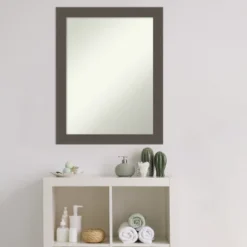 Brushed Non-Beveled Bathroom Wall Mirror -Amanti Art Shop GUEST d94b7927 473f 4b36 95d9 71cee2a8f65e