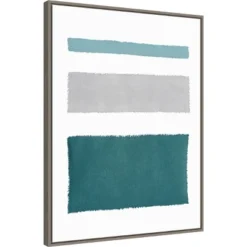 Amanti Art "Painted Weaving IV Blue Green" by Piper Rhue Framed Canvas - 23" x 30"