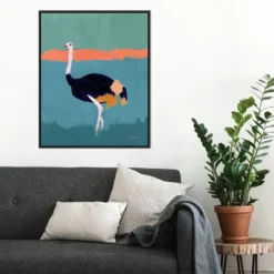 Amanti Art Ostrich by Pamela Munger Framed Canvas Wall Art - 22" x 28" Sylvie Black -Amanti Art Shop GUEST d9e11f58 e441 4553 bed2 4b8ab131e266
