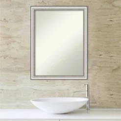 Amanti Art Salon Silver Narrow Bathroom Wall Mirror - 21" x 27" -Amanti Art Shop GUEST d9ff8a10 9c77 4f1c b4ba 57e1de6412d4