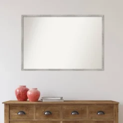 37" X 25" Non-Beveled Shiplap White Narrow Wood Wall Mirror - Amanti Art -Amanti Art Shop GUEST da28e4c8 9562 4f1a bb45 fa85746e72aa