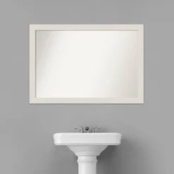 Amanti Art Rustic Plank White Narrow Bathroom Wall Mirror - 40" x 28" -Amanti Art Shop GUEST da33b74e e110 4234 b8f4 719c764fac56
