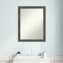 Amanti Art Woodridge Rustic Gray 21" x 27" Wood Bathroom Wall Mirror -Amanti Art Shop GUEST dac71744 3f8f 4402 8932 3ec7b248d2fb