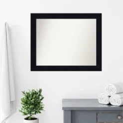Amanti Art Shiplap Navy Blue Wood Non-Beveled Bathroom Wall Mirror - 32" x 26" -Amanti Art Shop GUEST db717aae b563 4df0 b033 52dd8e095260