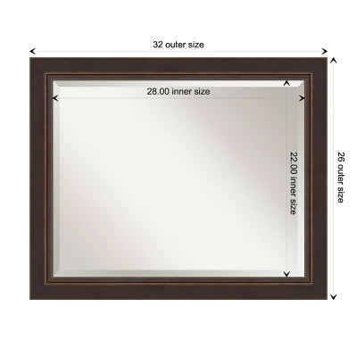 Amanti Art Lara Bronze Beveled Wood Wall Mirror - 33" x 27" 10 Amanti Art Lara Bronze Beveled Wood Wall Mirror - 33" x 27" - Image 8