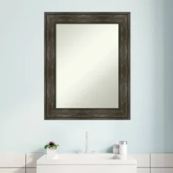Amanti Art Rail Rustic Char 24" x 30" Non-Beveled Bathroom Wall Mirror -Amanti Art Shop GUEST de6beee1 e0ec 41a7 be34 ca56fc5442eb
