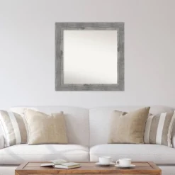 32" X 32" Non-Beveled Bridge Gray Wood Wall Mirror - Amanti Art -Amanti Art Shop GUEST deb62b77 4523 4de7 b8ef 54e674fb081a