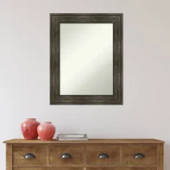 Amanti Art Rail Rustic Char 24" x 30" Non-Beveled Bathroom Wall Mirror -Amanti Art Shop GUEST df49d18a 14ce 4118 8b84 826859551ea7