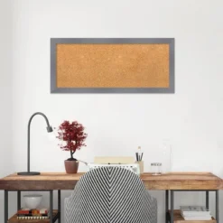 Amanti Art Edwin Wood Frame Natural Cork Board - 32" x 14" Matte Gray -Amanti Art Shop GUEST e04b118b 3b2f 480b 9830 a6c9638beaf9