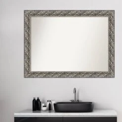 Amanti Art Silver Luxor Ornate Wood Bathroom Wall Mirror (44 x 33) -Amanti Art Shop GUEST e13aac4d bf61 4887 a46e 1e04dd0a13ff