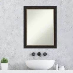 Amanti Art Accent Bronze Narrow Petite Beveled Bathroom Wall Mirror (27.5 x 21.5 In.) -Amanti Art Shop GUEST e20b0420 8324 4a70 a654 4a551a93606a