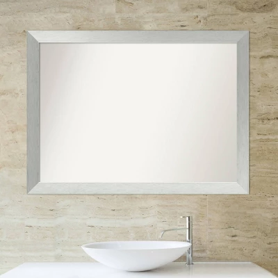 42" X 31" Non-Beveled Wood Bathroom Wall Mirror Brushed Sterling Silver - Amanti Art 6 42" X 31" Non-Beveled Wood Bathroom Wall Mirror Brushed Sterling Silver - Amanti Art - Image 4