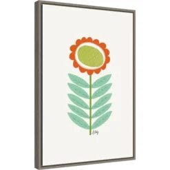 Amanti Art Mid Mod Flower No. 3 by Annie Bailey Art Framed Canvas Wall Art - 16" x 23"