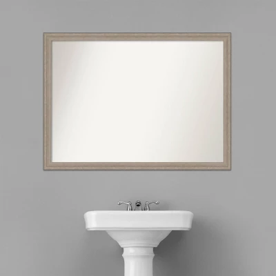 Amanti Art Curve Wood Bathroom Wall Mirror - 41" x 30" Gray Wash Finish 7 Amanti Art Curve Wood Bathroom Wall Mirror - 41" x 30" Gray Wash Finish - Image 5