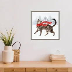 Amanti Art Victoria Borges Christmas Cats And Dogs I Framed Canvas Art (16" x 16") -Amanti Art Shop GUEST e4d3751f 47b9 4eae 9653 8fcbfbadd3e2