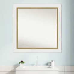 Amanti Art Eva White Gold Framed Bathroom Wall Mirror, 31" x 31" -Amanti Art Shop GUEST e66af7ff e86c 41d0 8468 338d9d0c9ae0