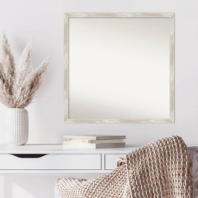 Amanti Art 28" x 28" Non-Beveled Crackled Metallic Narrow Silver Wall Mirror 8 Amanti Art 28" x 28" Non-Beveled Crackled Metallic Narrow Silver Wall Mirror - Image 6