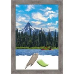 Amanti Art Pinstripe Plank Grey Narrow Picture Frame - 11x14 Handcrafted -Amanti Art Shop GUEST e854ea56 b511 4f40 8898 9b1245915221