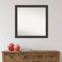 Amanti Art 30" x 30" Rustic Plank Espresso Narrow Bathroom Wall Mirror -Amanti Art Shop GUEST e88bef46 6513 42b1 8776 1a9310822635