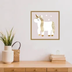 Amanti Art Sleepy Unicorn I by Victoria Barnes - 16" x 16" Framed Canvas Wall Art -Amanti Art Shop GUEST e91a045d fb1c 4672 be75 f432a8538387