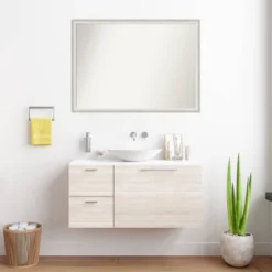 Amanti Art Two Tone Silver Wood Bathroom Wall Mirror - 40" x 29" -Amanti Art Shop GUEST e9a693cb 018a 42c0 869b 2083758f8242