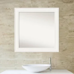Amanti Art Ridge White 32" x 32" Contemporary Bathroom Wall Mirror -Amanti Art Shop GUEST e9a6cc95 7c77 49dc bcae b911df934be9