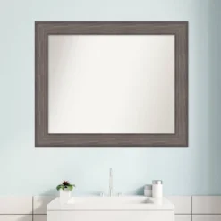 Amanti Art Country Barnwood Non-Beveled Bathroom Wall Mirror - 33" x 27" Brown -Amanti Art Shop GUEST e9fd9fe6 ff1b 4fd6 bc6c e66a7b8d4e7c
