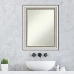 Amanti Art Salon Silver Petite Bevel Bathroom Wall Mirror, 29.25 x 23.25 -Amanti Art Shop GUEST eae130dd a26b 4b6a 8883 18bbbd2c92dc