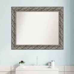 Amanti Art Silver Luxor Wood Bathroom Wall Mirror - 34" x 28" -Amanti Art Shop GUEST eae477d0 14e4 4f10 8cc5 e53e0443fb53