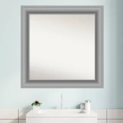 Amanti Art Peak Polished Nickel 32" x 32" Non-Beveled Bathroom Wall Mirror -Amanti Art Shop GUEST eb12170f fa9f 4c2b 9e17 282dede2ac10
