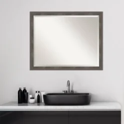 Amanti Art Pinstripe Lead Gray Beveled Bathroom Vanity Wall Mirror -Amanti Art Shop GUEST eb2ec238 a7a0 4b75 8b6c e355c33f5985