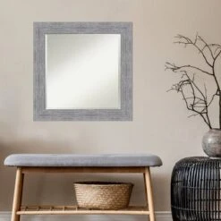 Amanti Art Bark Rustic Gray Framed Beveled Wall Mirror - 25" x 25" -Amanti Art Shop GUEST ebafc349 4277 40d8 9941 a9bab19edc09