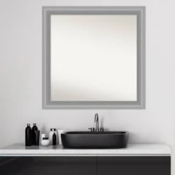Amanti Art Peak Polished Nickel Narrow Bathroom Wall Mirror, 31" x 31" -Amanti Art Shop GUEST ec03422c 9c3d 4f87 ab2c 12de402c61b5