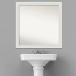 30" X 30" Non-Beveled Flair Narrow Bathroom Wall Mirror Soft White - Amanti Art -Amanti Art Shop GUEST ec0a458c 95e8 4689 8372 11dd429492c4
