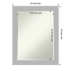 Amanti Art Petite Bevel Brushed Sterling Silver Wood Bathroom Mirror, 22" x 28" -Amanti Art Shop GUEST ecd355b6 dd76 4b1f 82de 49ca9ddf6c70