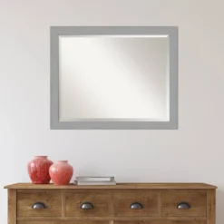 Amanti Art Brushed Nickel Framed Wall Mirror, 32" x 26" Beveled Glass -Amanti Art Shop GUEST ed3ece20 2092 49af 8c8f a0caa19588df