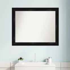 Amanti Art Grand Black Narrow Bathroom Wall Mirror - 32" x 26" Non-Beveled -Amanti Art Shop GUEST ed88ff89 1527 4d67 8e7c efc859def63e