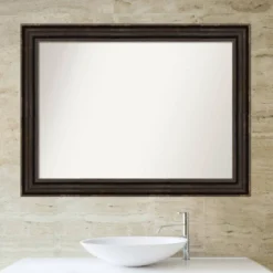 Amanti Art Stately Bronze 44" x 33" Non-Beveled Bathroom Wall Mirror -Amanti Art Shop GUEST eea4616d 084e 4258 b6a8 9d140d2359e8