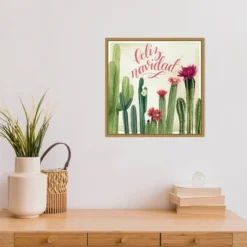 Amanti Art 16" x 16" Christmas Cactus I Feliz Navidad Framed Canvas Wall Art by Grace Popp -Amanti Art Shop GUEST eed55c52 6b60 4db9 be54 68ead8c07333