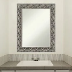 Amanti Art Silver Luxor Petite Bevel Wood Bathroom Wall Mirror -Amanti Art Shop GUEST ef4dca4c 971f 46a5 af83 362143a7d180